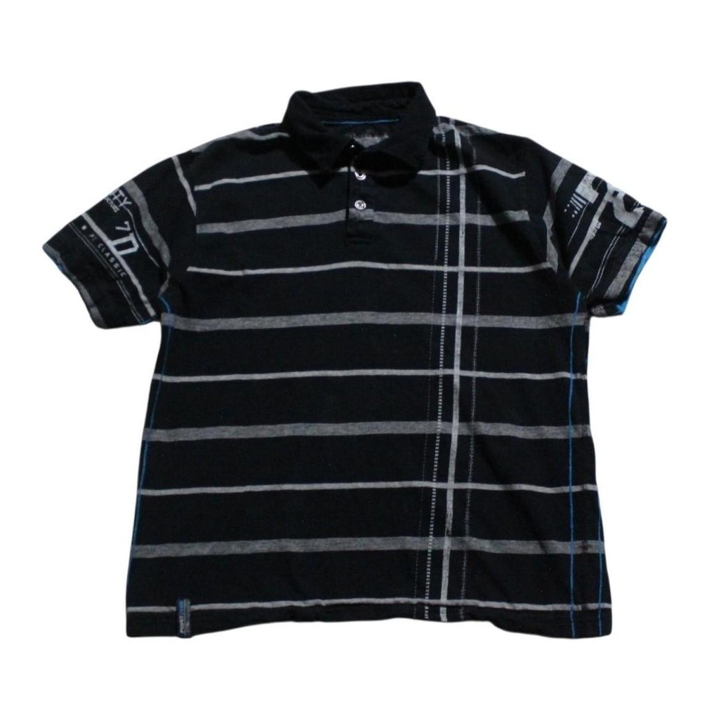 Womens Y2K Skater Chic Grunge Preppy Striped Black Polo Point Zero Shirt